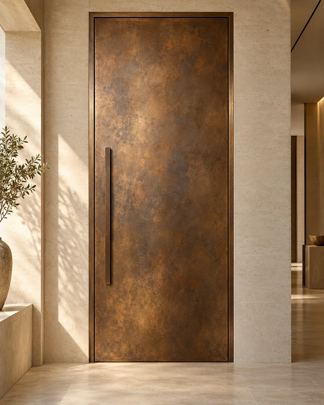 Door with a textured special-effect metallic finish